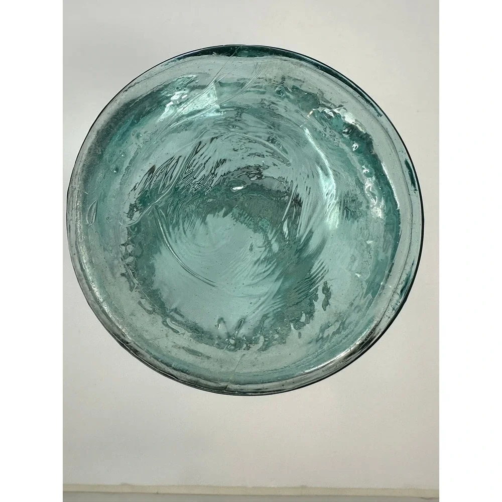 Vintage Atlas EZ Seal Aqua Blue Glass Mason Jar with Zinc Lid and Wire Bail A2